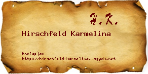 Hirschfeld Karmelina névjegykártya